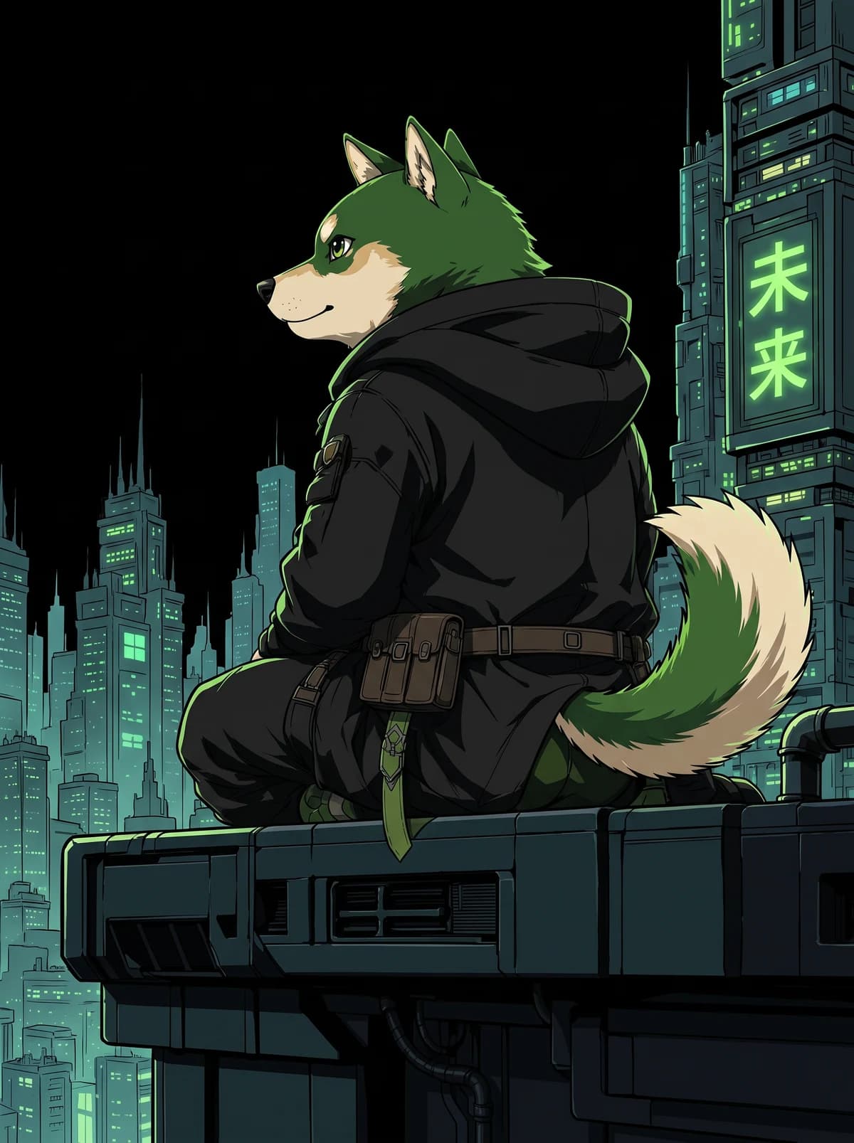 Shibinhood on a ledge beside the city signs